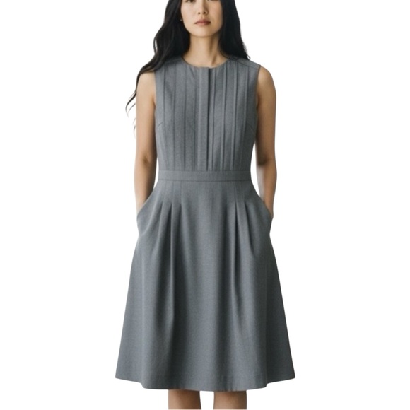 J. Crew 100% Wool Jumper Dress fully lined, hidden button placket, Sz 2, pleated - Picture 1 of 11